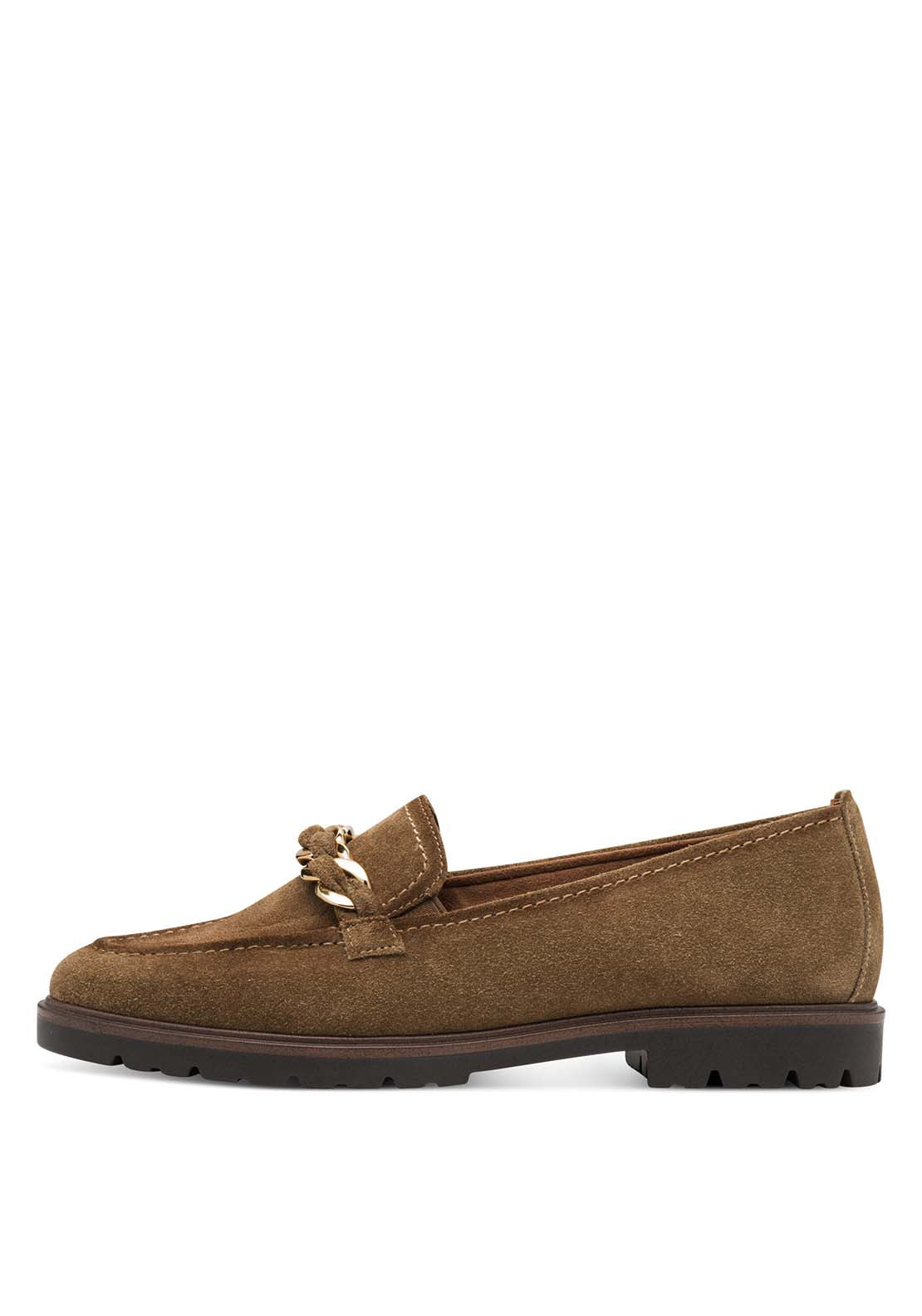 Tamaris Suede Chain Detail Loafer - Camel 2 Shaws Department Stores
