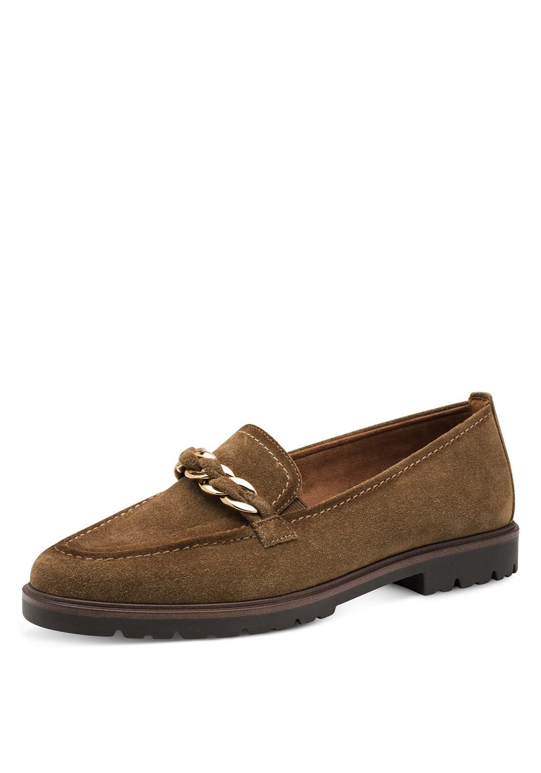 Tamaris Suede Chain Detail Loafer - Camel 3 Shaws Department Stores
