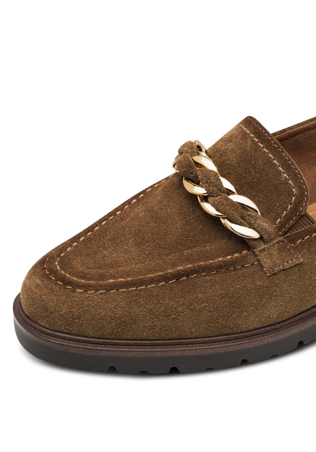Tamaris Suede Chain Detail Loafer - Camel 4 Shaws Department Stores