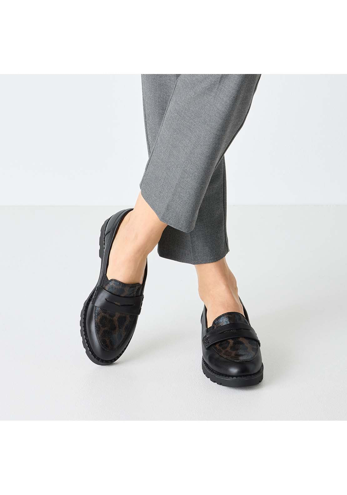 Tamaris Leopard Trim Loafer - Leopard Combi 7 Shaws Department Stores