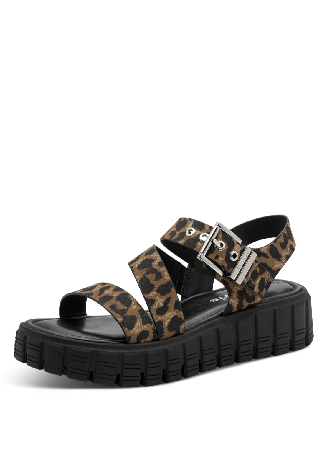 Tamaris Triple Strap Chunky Sandal - Leopard 1 Shaws Department Stores