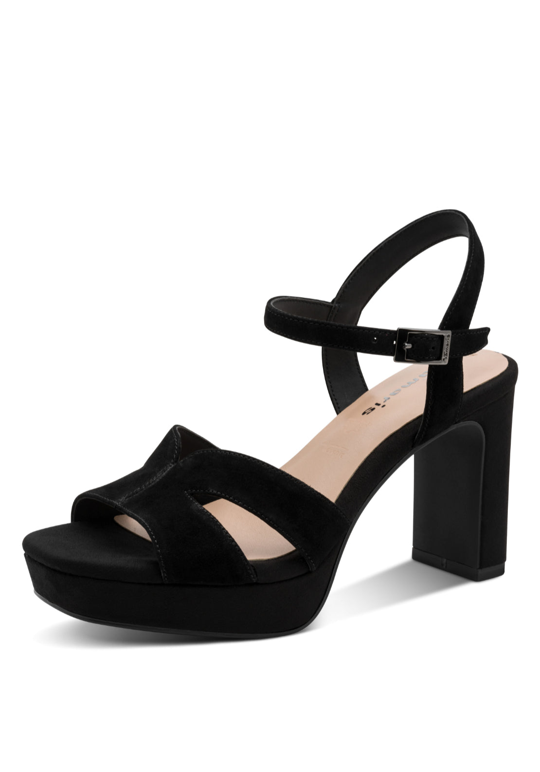 Tamaris Chunky Heel Sandal - Black Uni 1 Shaws Department Stores