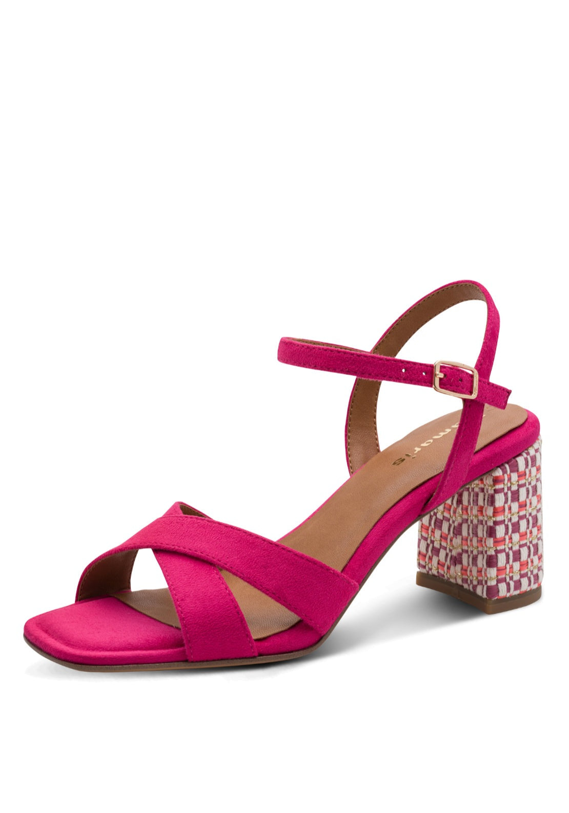 Tamaris Heel Detail Sandal - Fuschia Comb 1 Shaws Department Stores