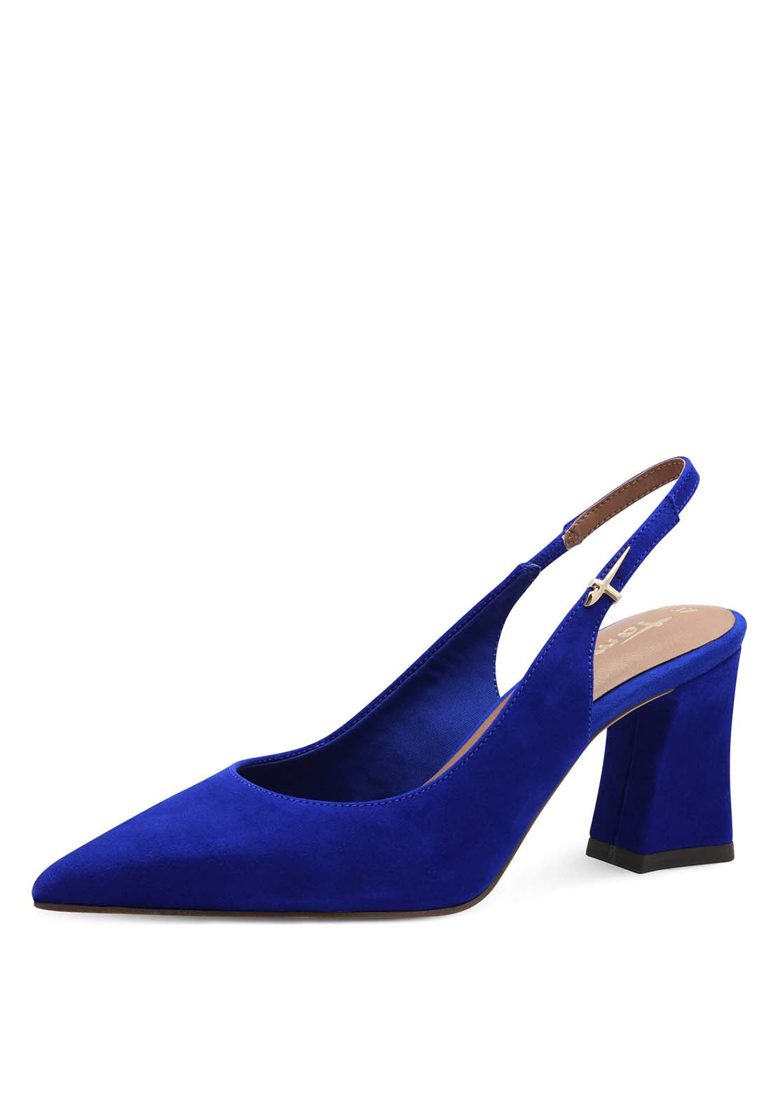 Tamaris Sling Back Heeled Shoe - Royal Blue 1 Shaws Department Stores