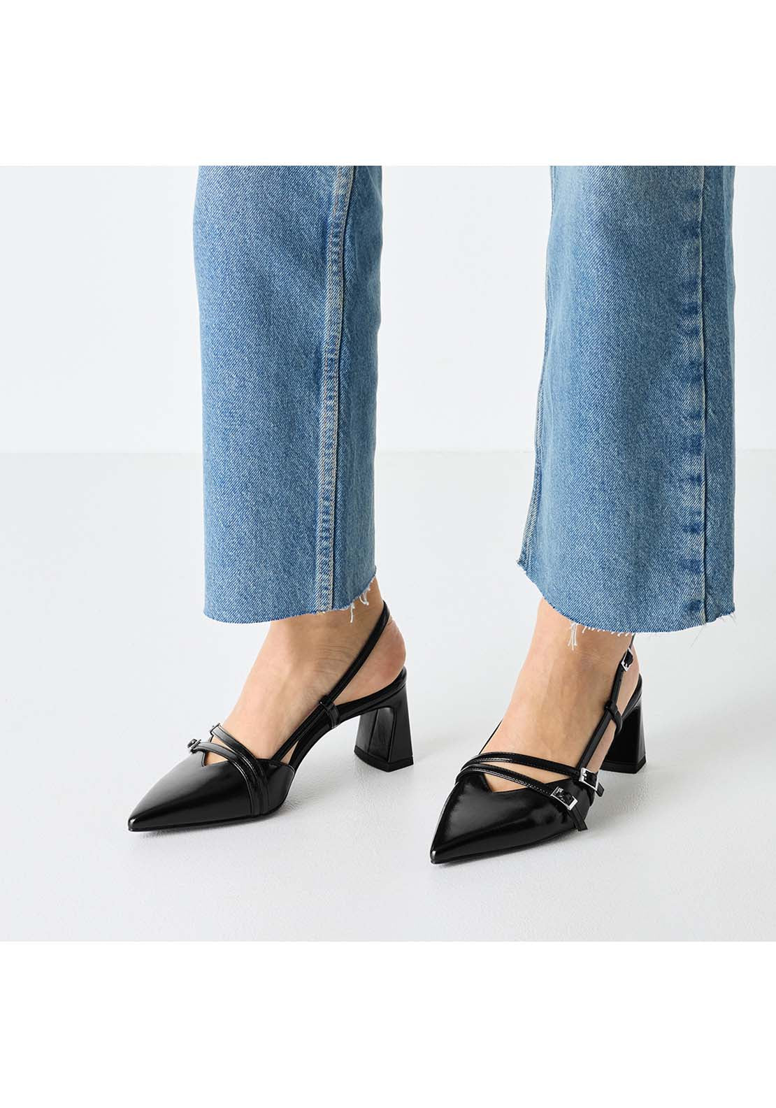 Tamaris Double Strap Slingback - Black 7 Shaws Department Stores
