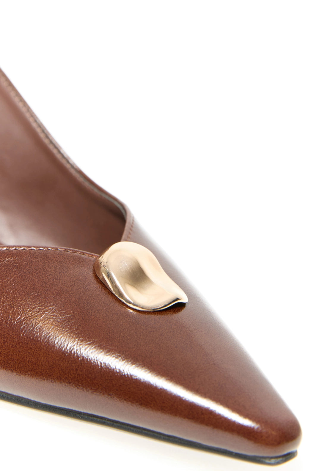 Slingback With Metal Applique - Brown