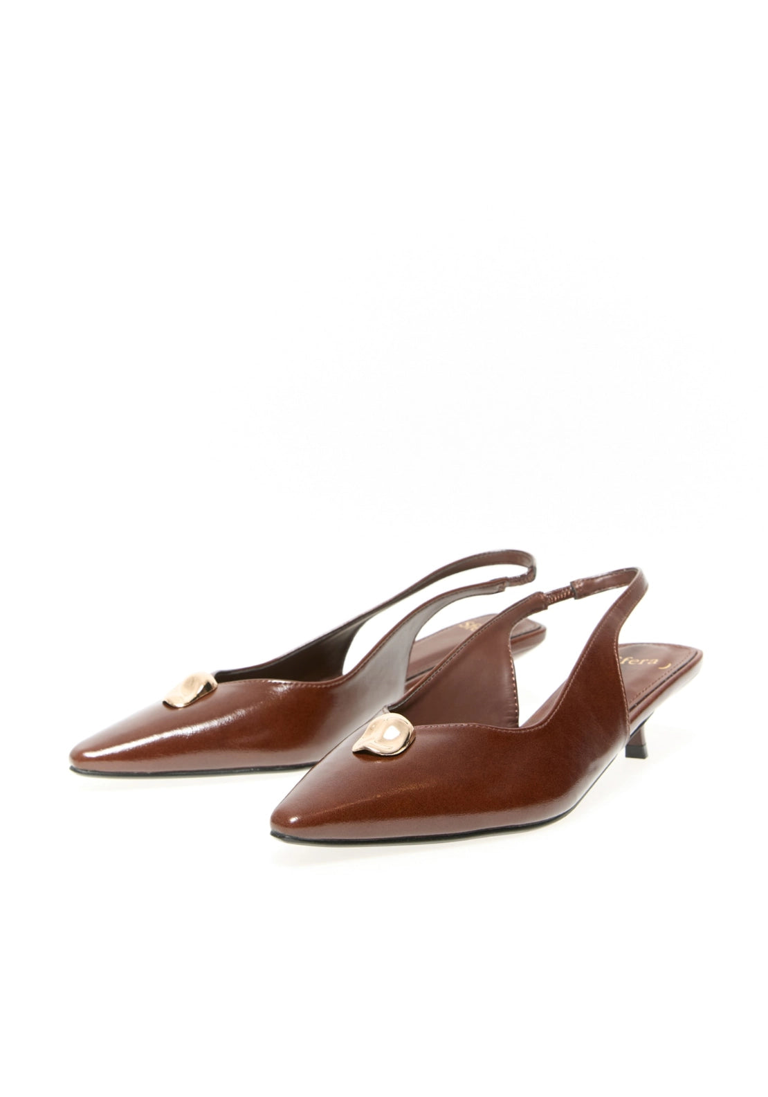Slingback With Metal Applique - Brown