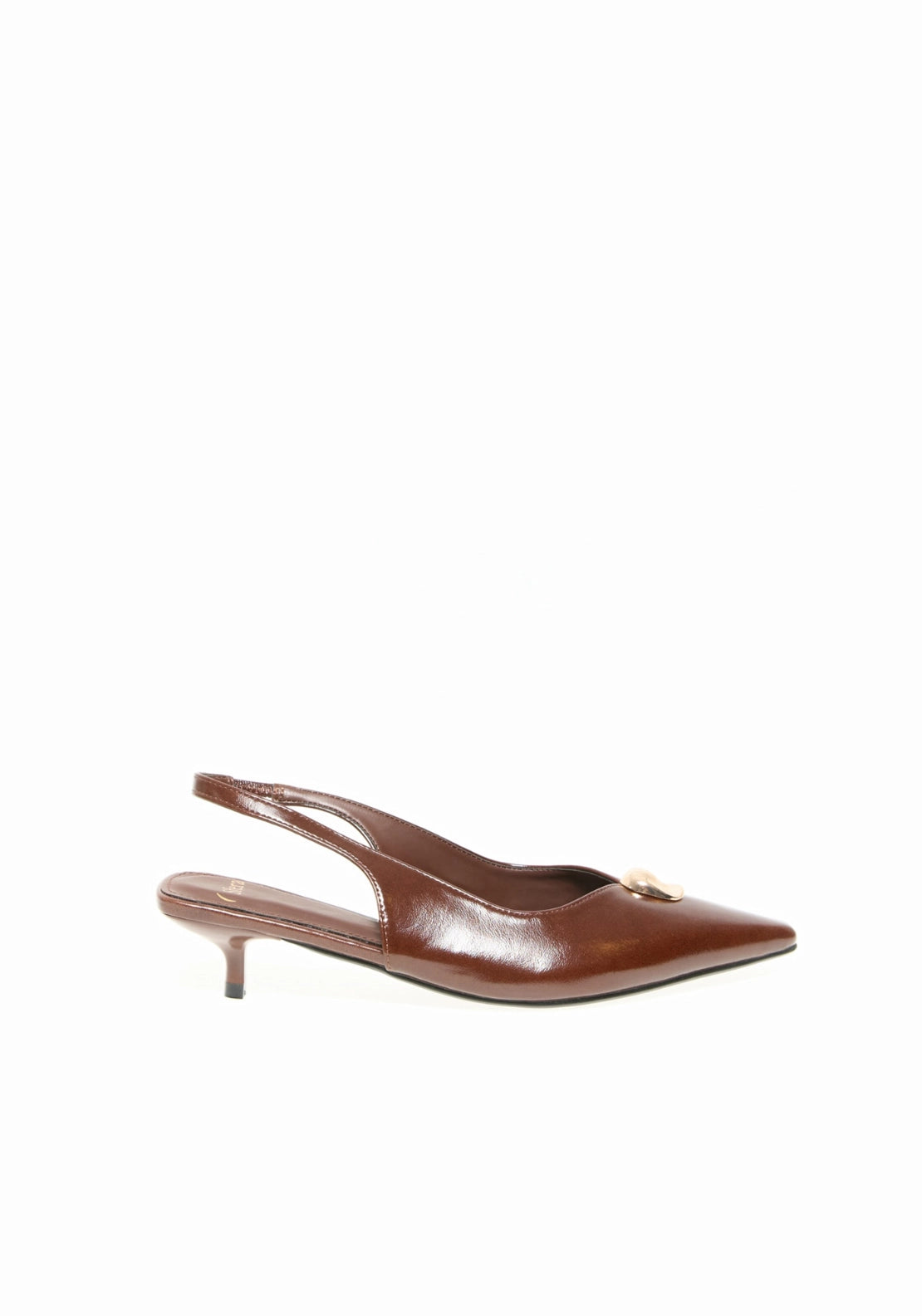 Slingback With Metal Applique - Brown