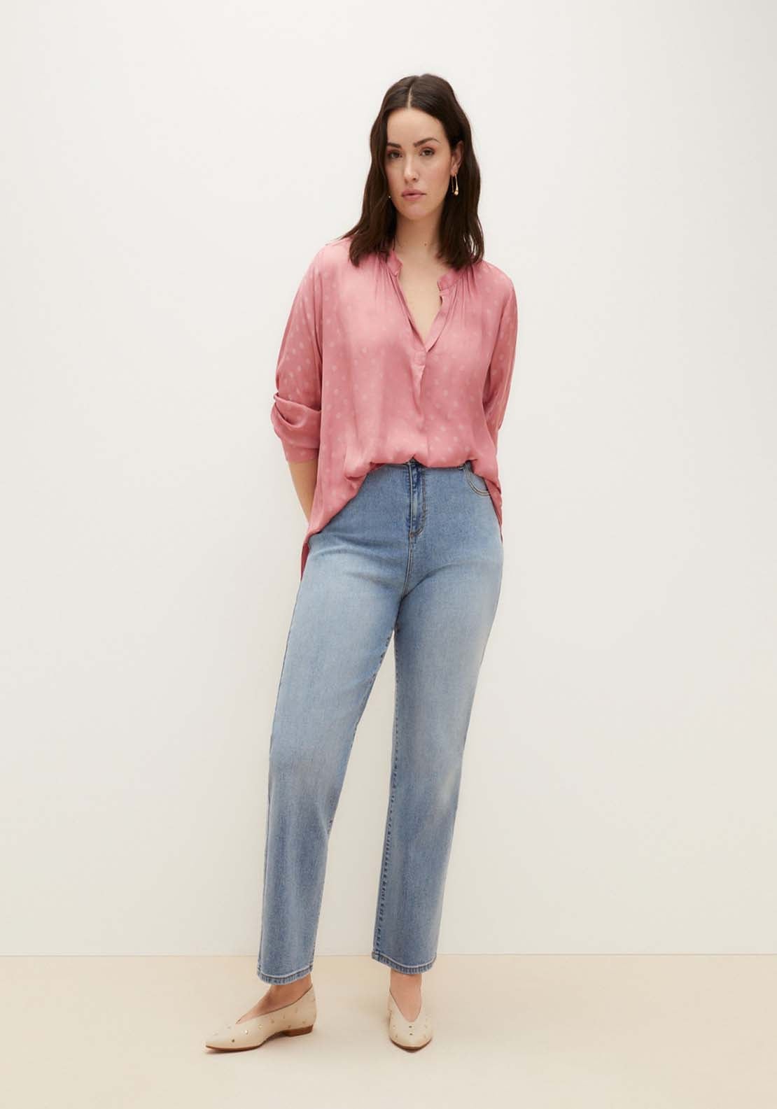 Couchel Polka Dot Blouse - Pink 3 Shaws Department Stores