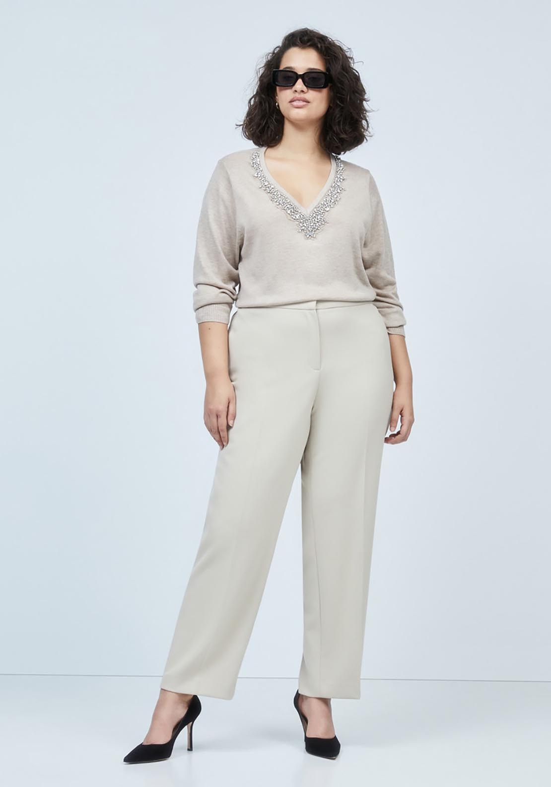 Couchel V-Neck Sweater - Beige 3 Shaws Department Stores