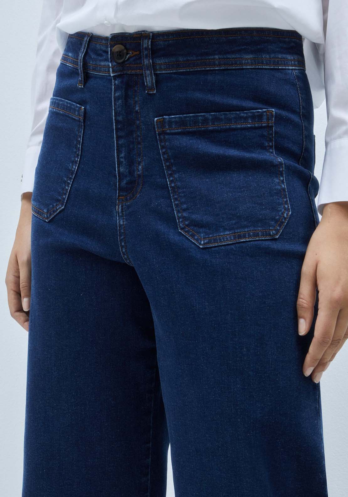 Couchel Culotte Denim Trouser - Blue 2 Shaws Department Stores