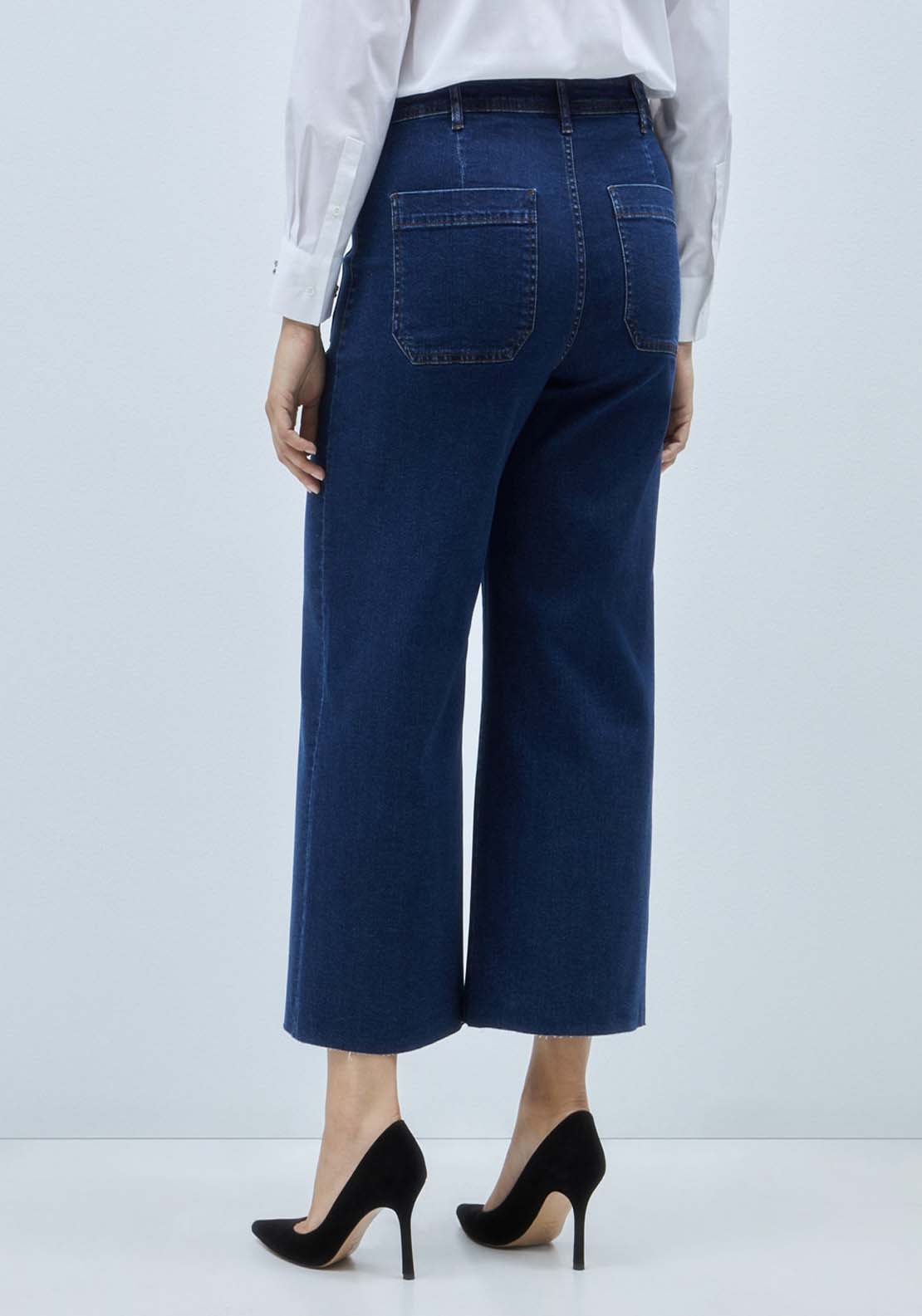 Couchel Culotte Denim Trouser - Blue 3 Shaws Department Stores