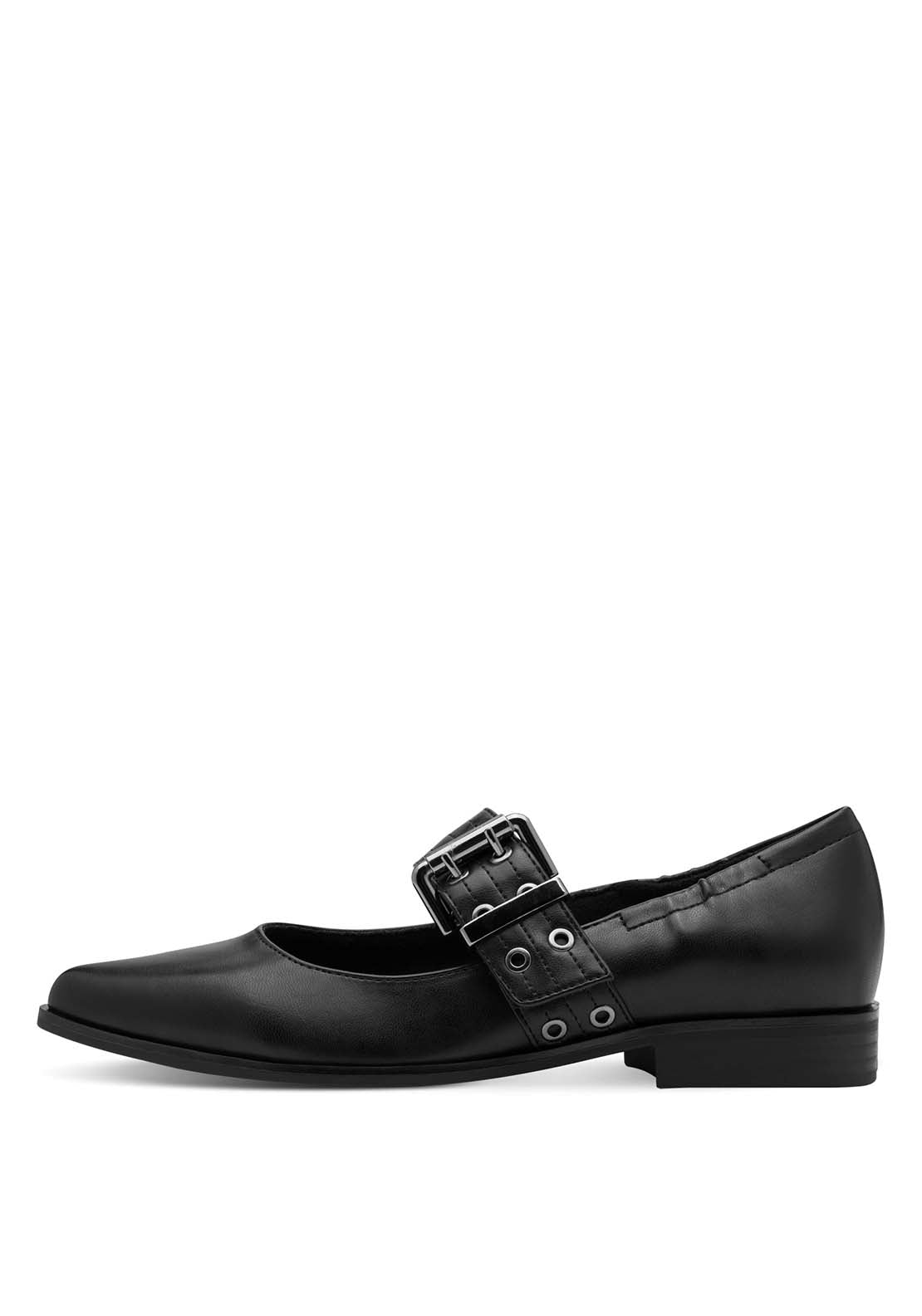 Marco Tozzi Ballet Flat With Buckle - Black 2 Shaws Department Stores