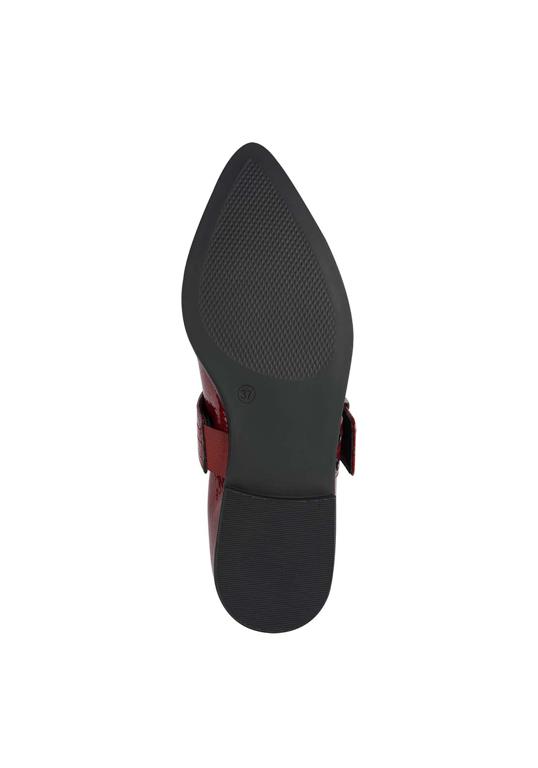 Marco Tozzi Ballet Flat With Buckle - Dk Red Pat 6 Shaws Department Stores