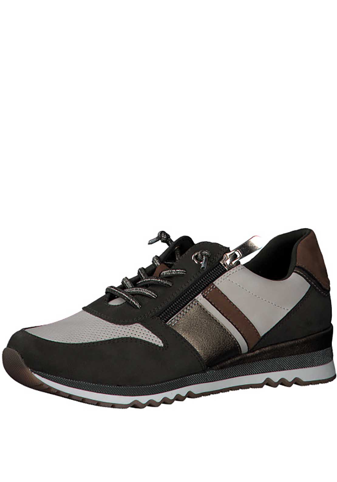 Marco Tozzi Bronte Zip Trainer - White/powder 1 Shaws Department Stores
