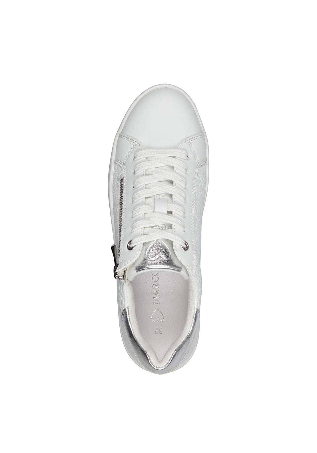 Marco Tozzi Palm Beach Flat Zip Trainer - White 3 Shaws Department Stores