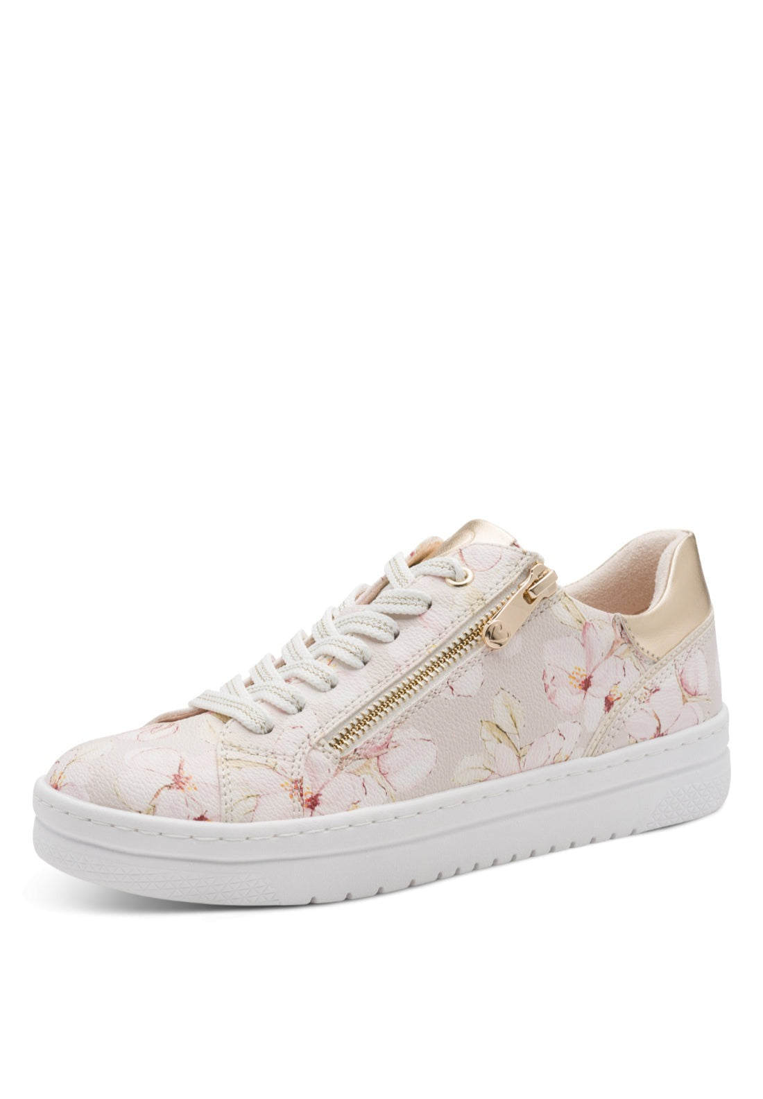 Marco Tozzi Palm Beach Flat Zip Trainer - Cream 3 Shaws Department Stores