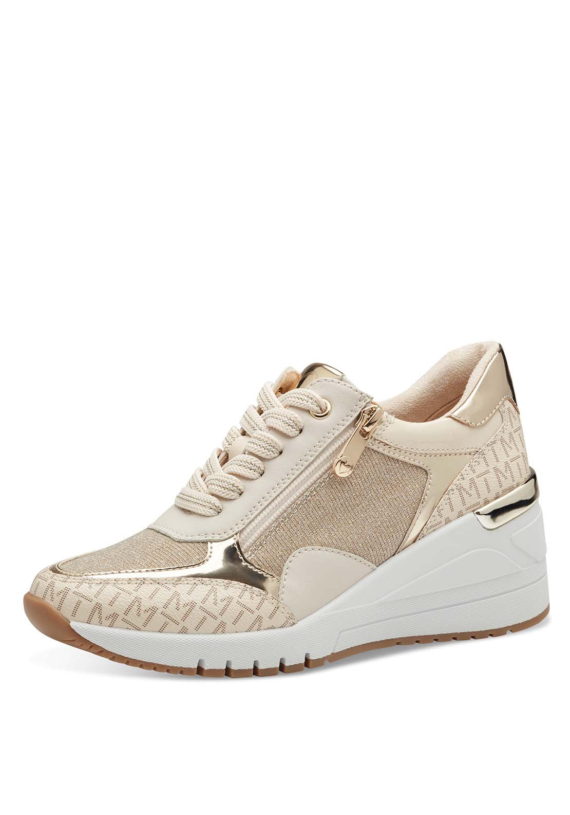 Marco Tozzi Alex Wedge Trainer - Cream Comb 1 Shaws Department Stores