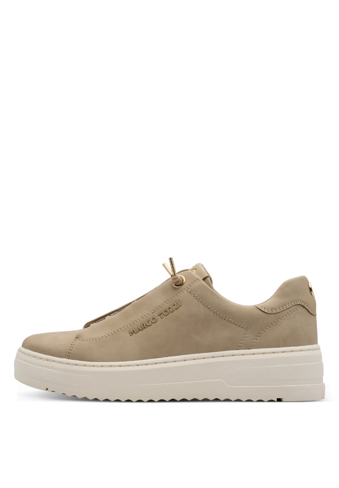 Marco Tozzi Bungee Lace Trainer - Beige 1 Shaws Department Stores