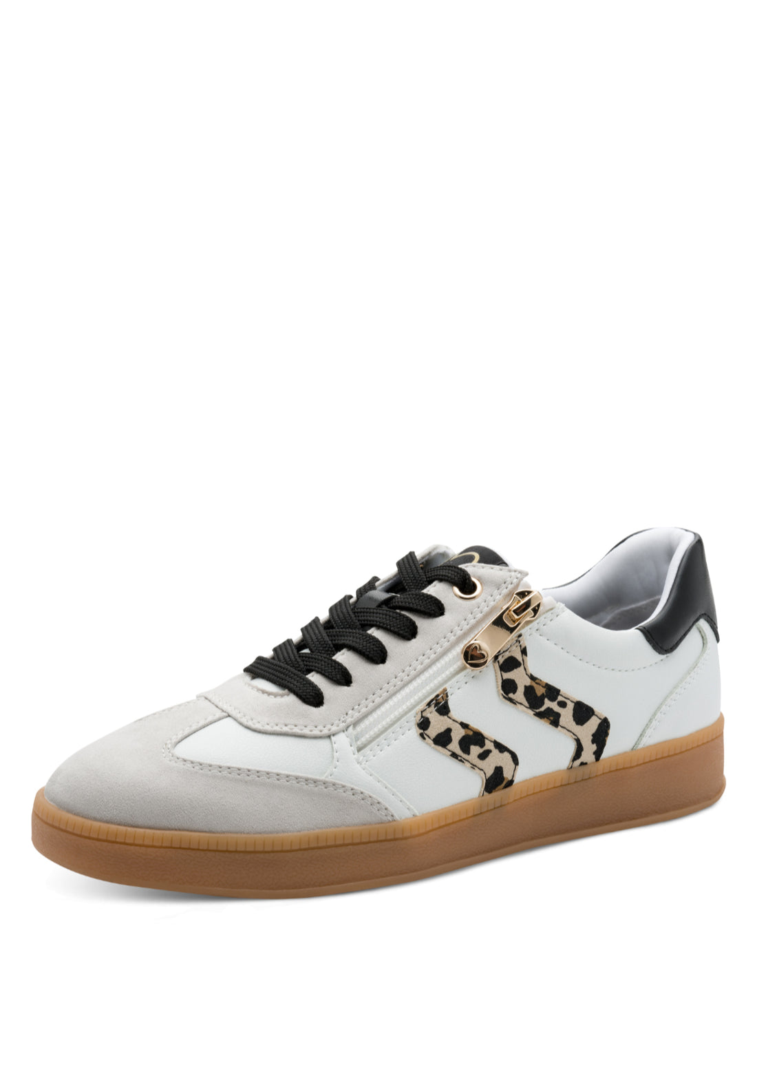 Marco Tozzi Two Side Stripe Zip Trainer - White 3 Shaws Department Stores