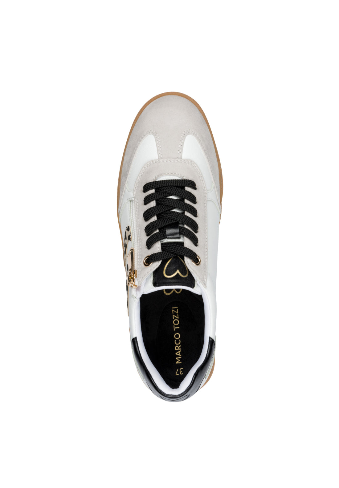 Marco Tozzi Two Side Stripe Zip Trainer - White 5 Shaws Department Stores