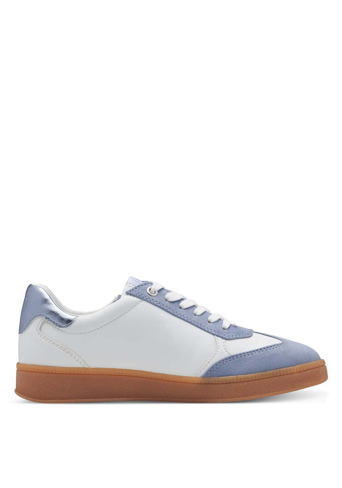 Marco Tozzi 2 Side Stripe Zip Trainer - White/lt Blue 4 Shaws Department Stores