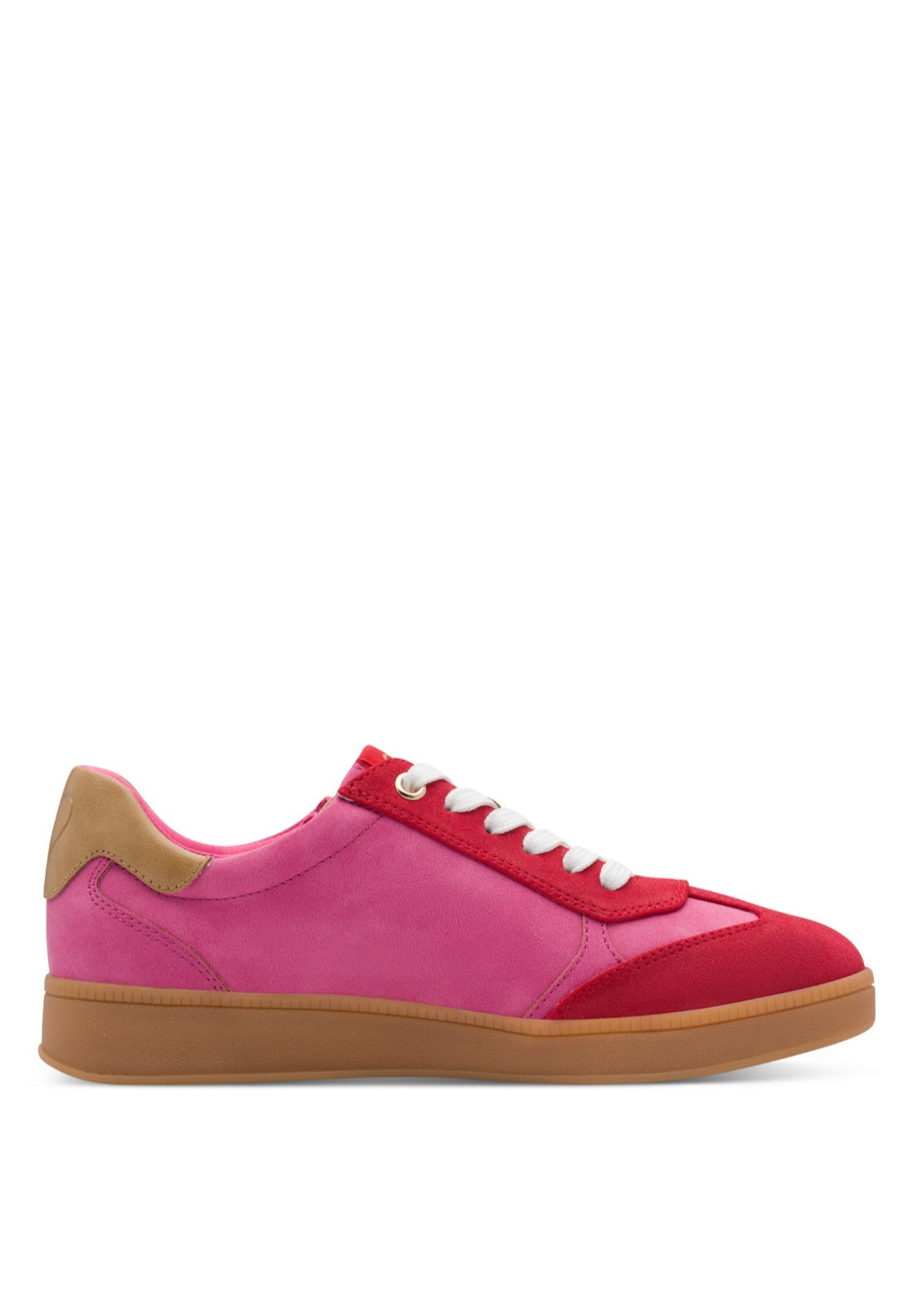Marco Tozzi Two Side Stripe Zip Trainer - Pink Comb 2 Shaws Department Stores