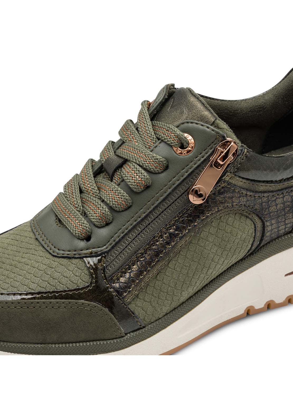 Marco Tozzi Wedge Zip Trainer - Green 4 Shaws Department Stores