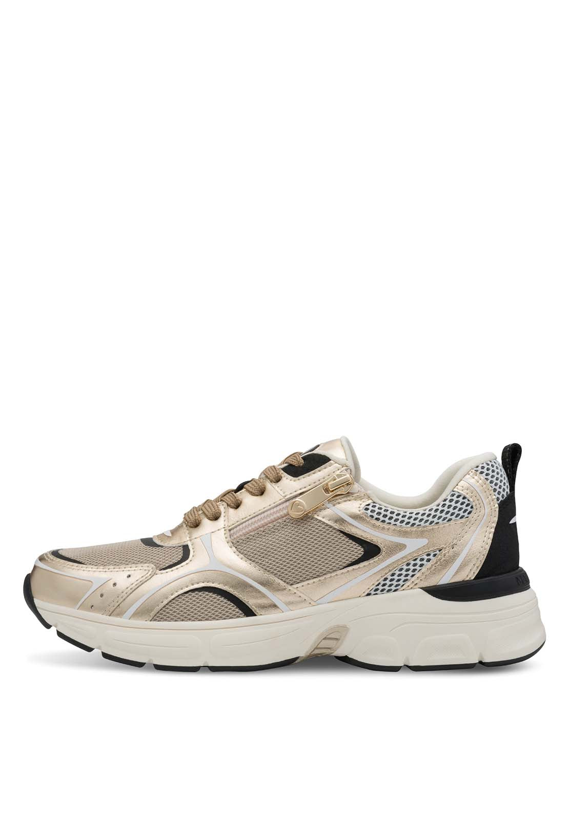 Marco Tozzi Zip Retro Trainer - Gold 2 Shaws Department Stores