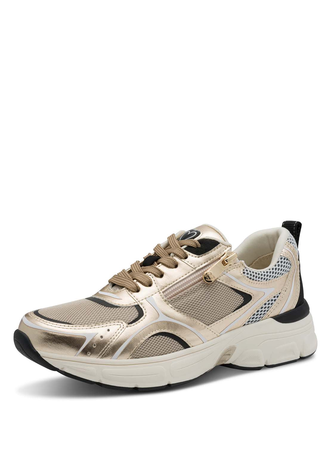 Marco Tozzi Zip Retro Trainer - Gold 1 Shaws Department Stores