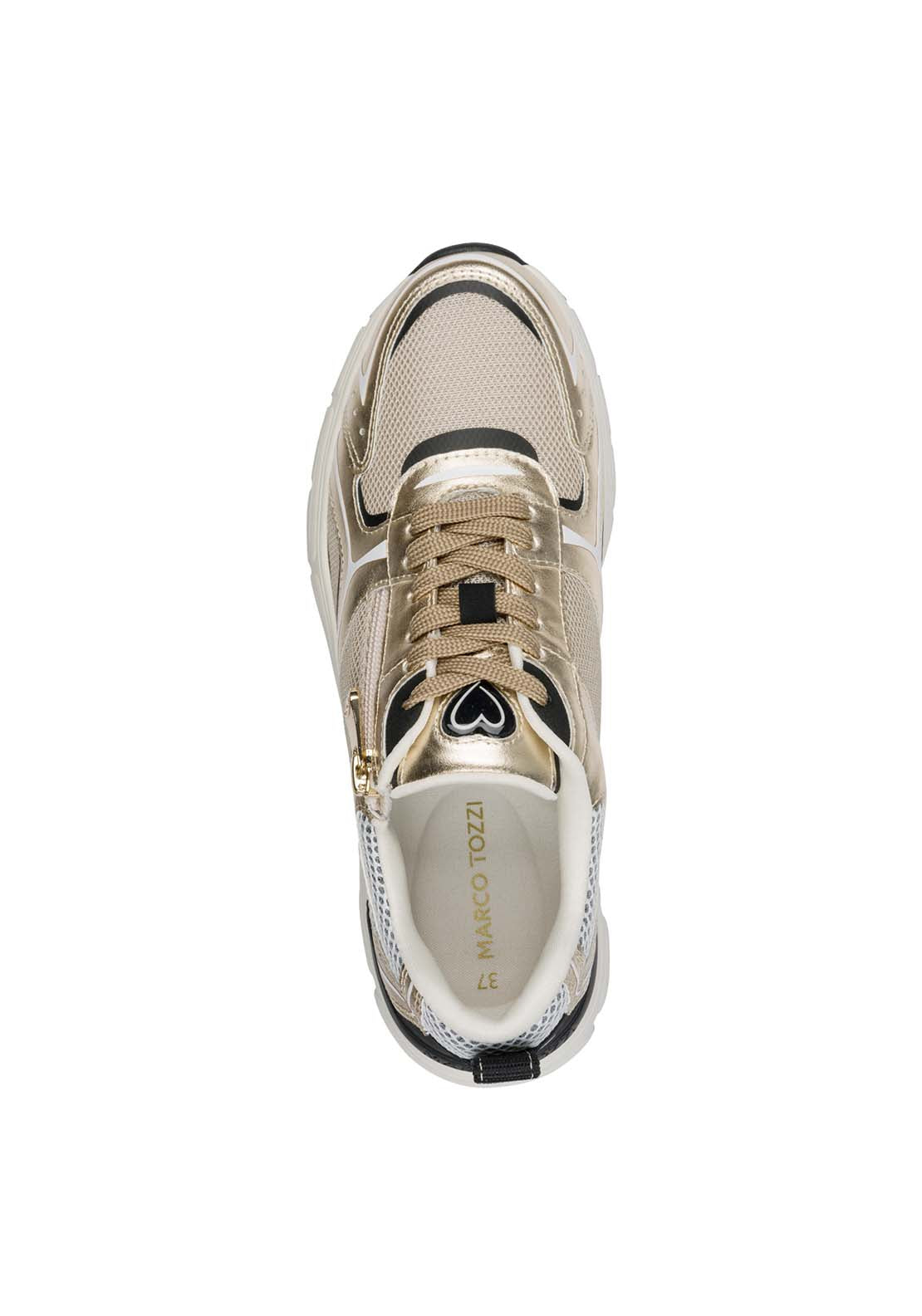 Marco Tozzi Zip Retro Trainer - Gold 5 Shaws Department Stores