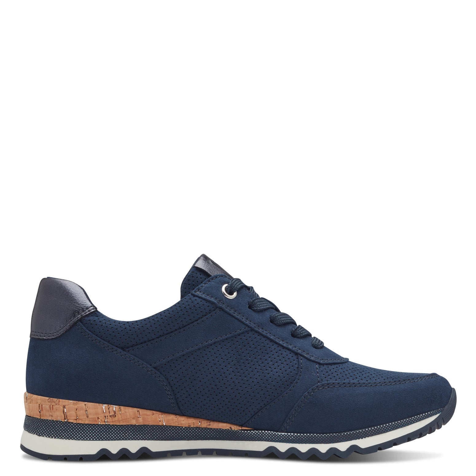 Marco Tozzi Amelia Cork Trim Trainer - Navy 4 Shaws Department Stores