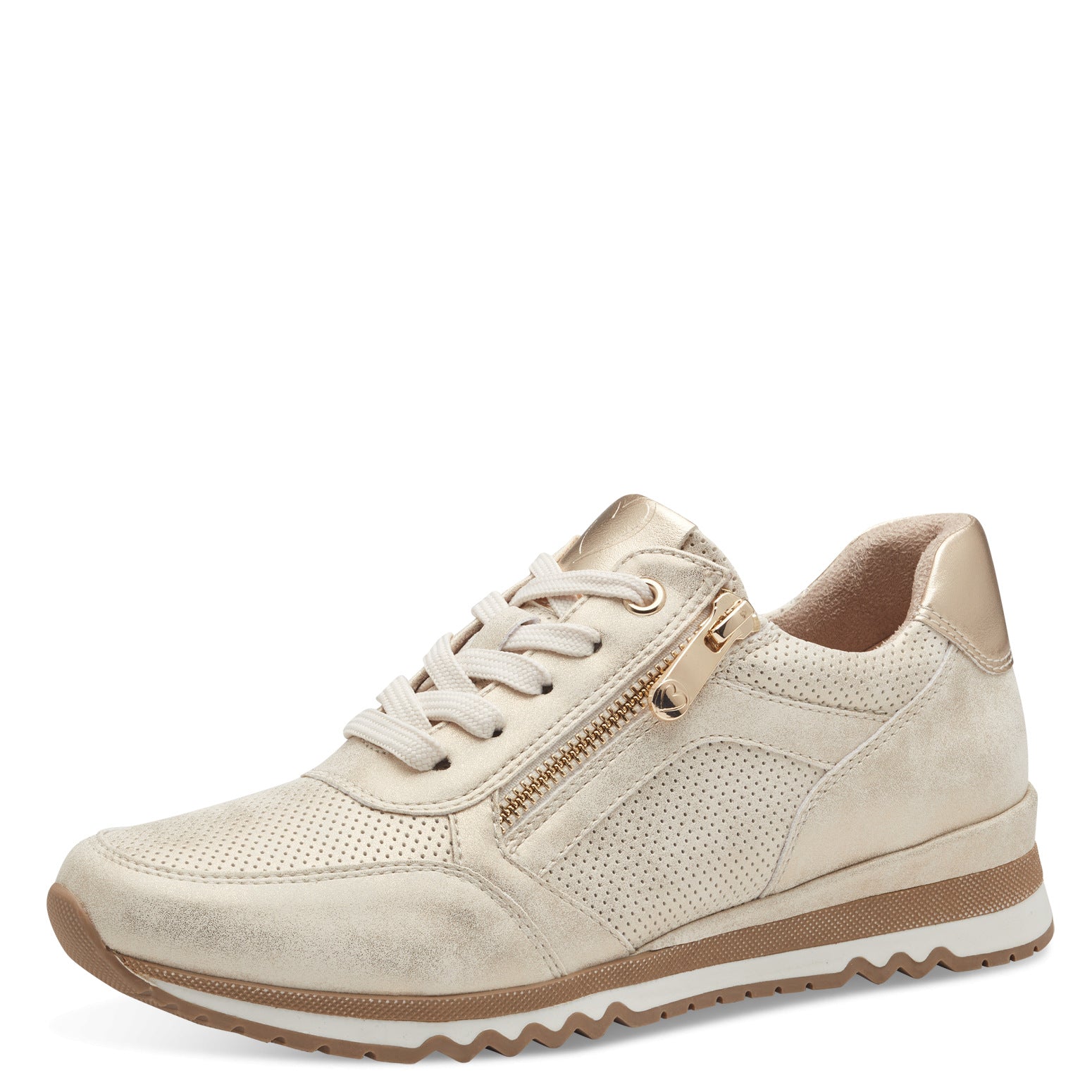 Marco Tozzi Linc Cork Trim Trainer - Dune Met Comb 1 Shaws Department Stores