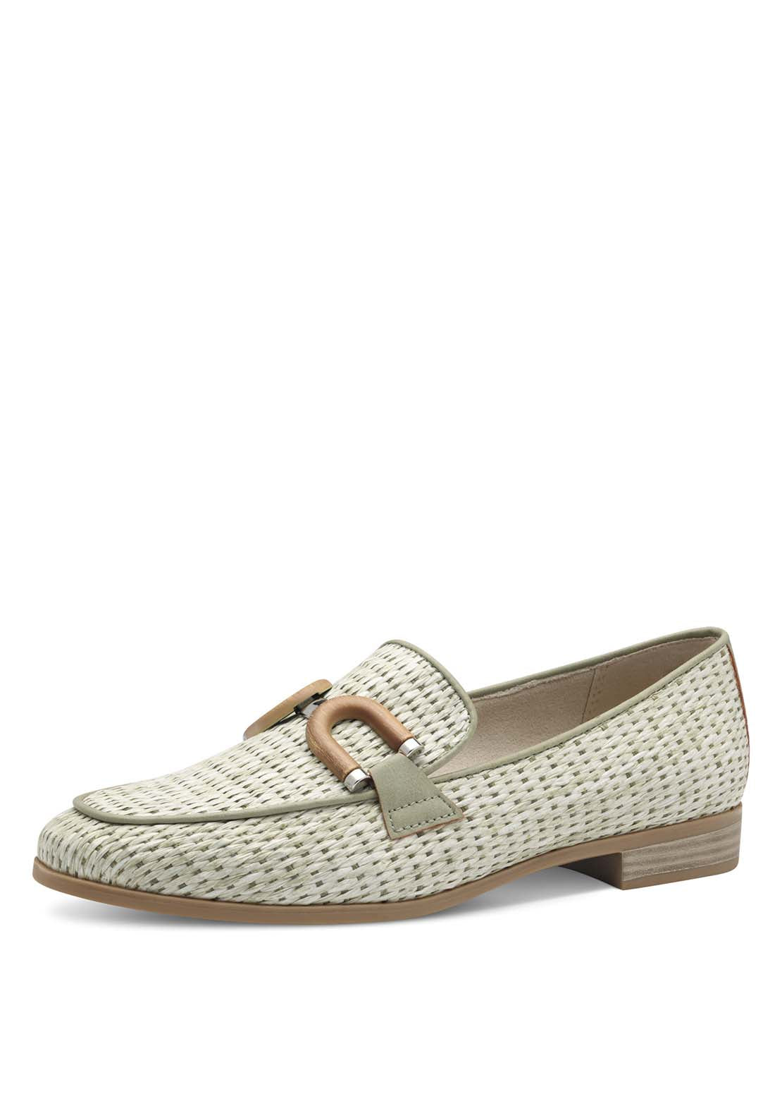 Marco Tozzi Tweed Natural Loafer - Moss 1 Shaws Department Stores