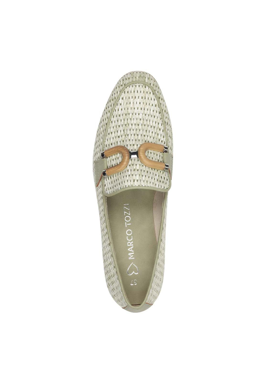 Marco Tozzi Tweed Natural Loafer - Moss 3 Shaws Department Stores
