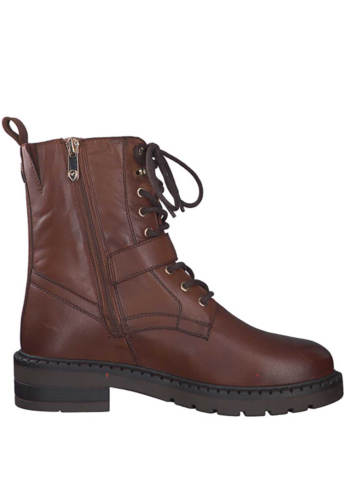 Marco Tozzi Leather Michigan Lace Up Boot - Cognac 4 Shaws Department Stores
