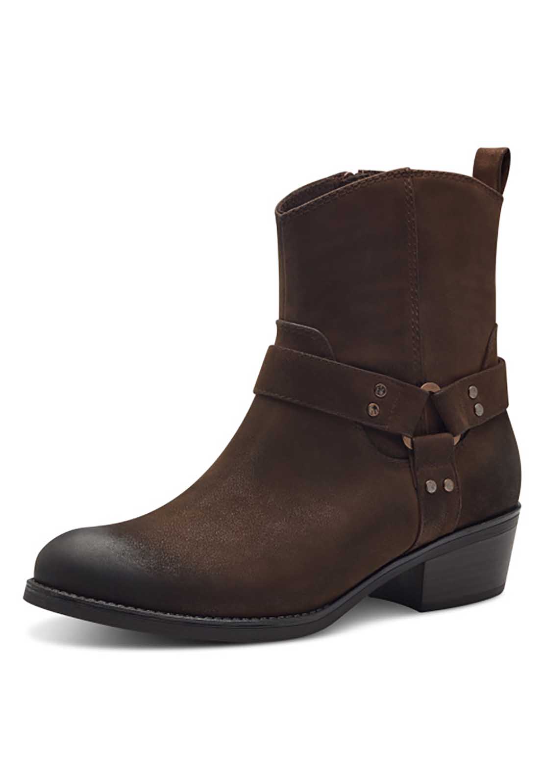 Marco Tozzi Maine Cowboy Ankle Boot - Café Nubuck 1 Shaws Department Stores