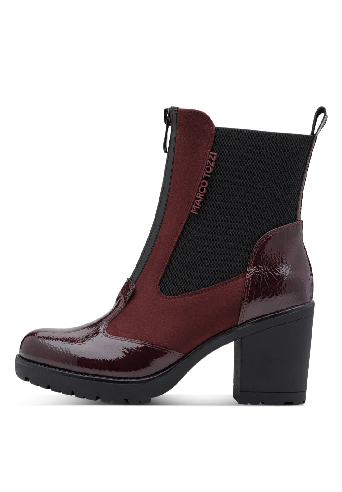 Patent Mix Funky Boot - Wine