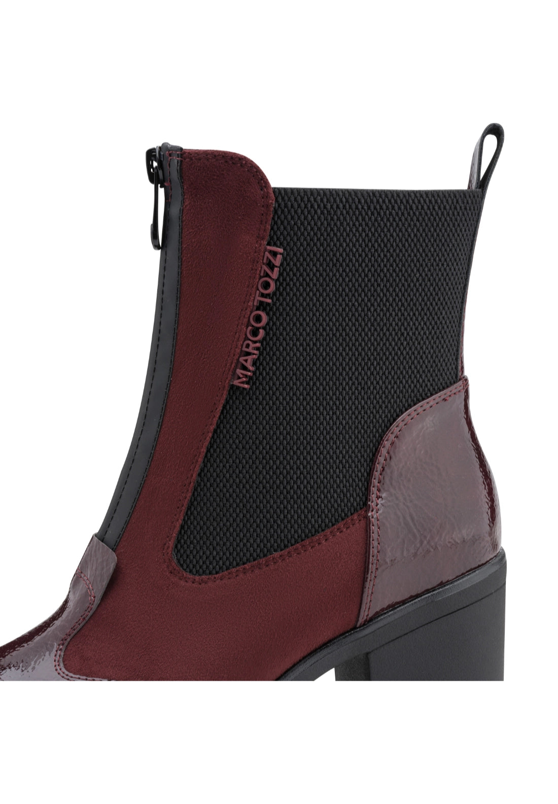 Patent Mix Funky Boot - Wine