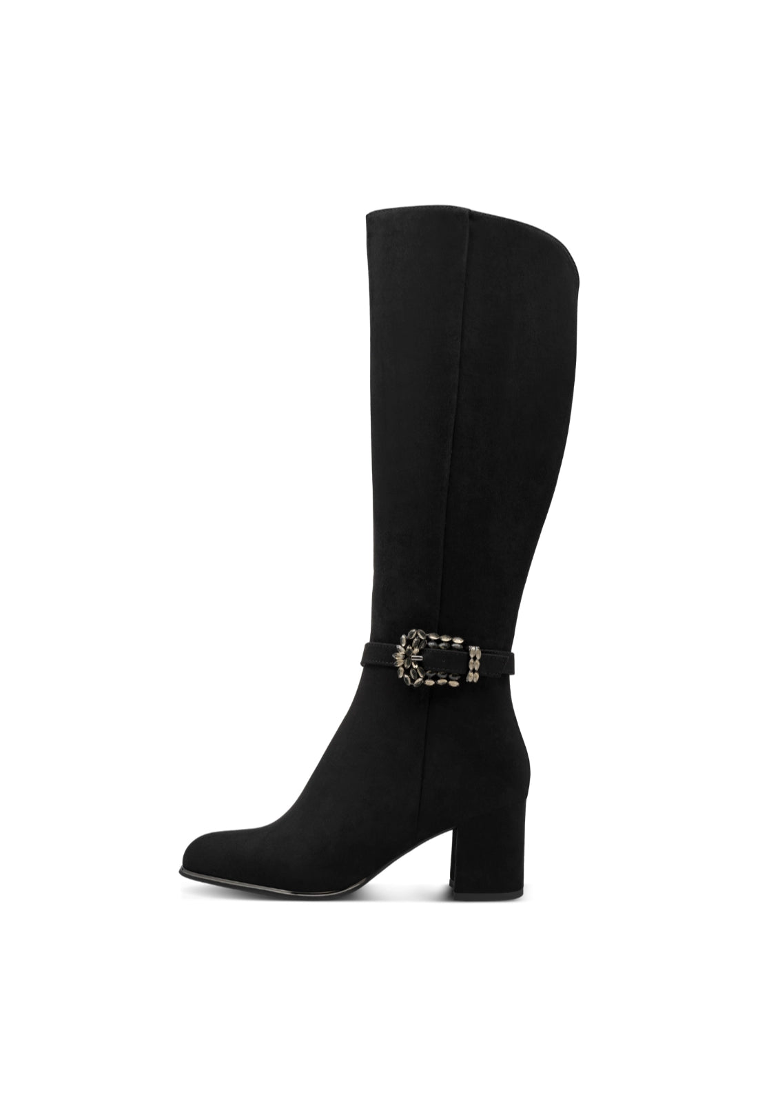 Buckle Detail Knee High Boot - Black
