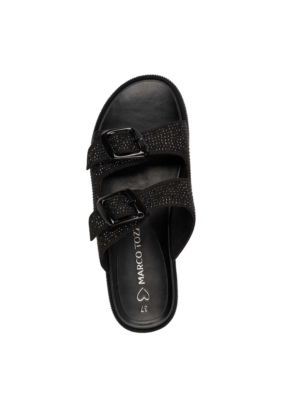 Marco Tozzi Strap Diamante Sandal - Black 3 Shaws Department Stores
