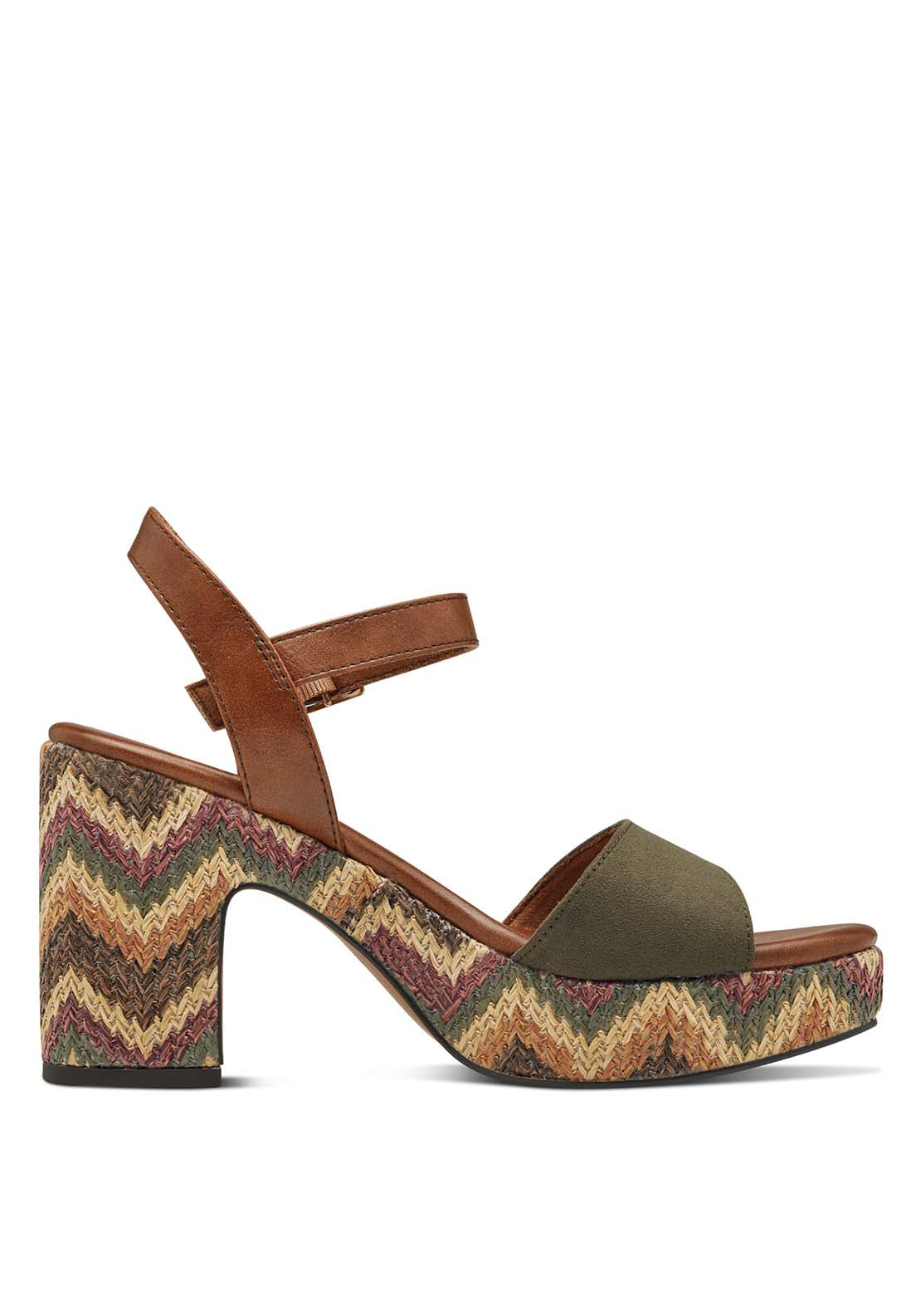 Marco Tozzi Wooden Block Heel Sand - Green 2 Shaws Department Stores