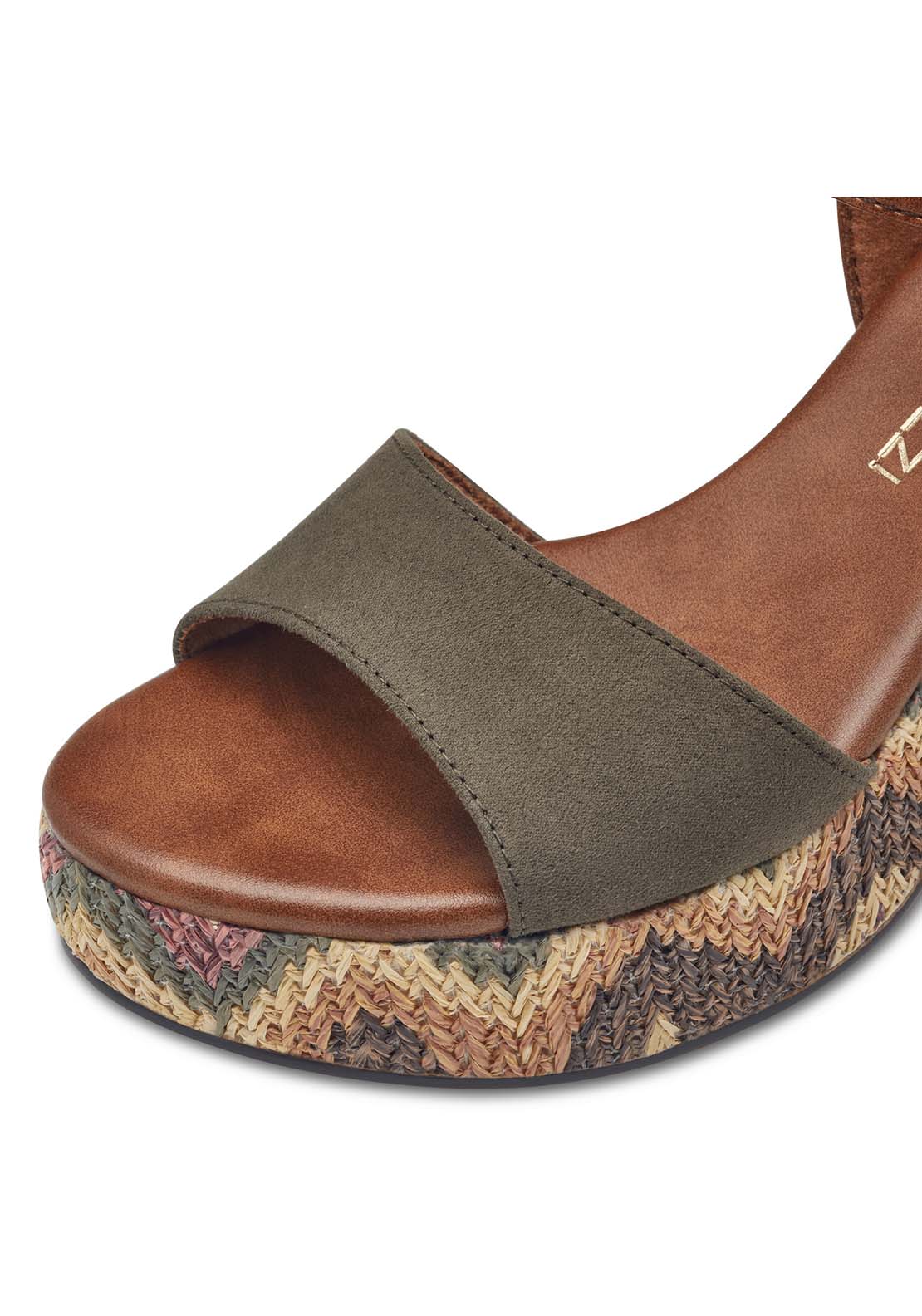 Marco Tozzi Wooden Block Heel Sand - Green 4 Shaws Department Stores