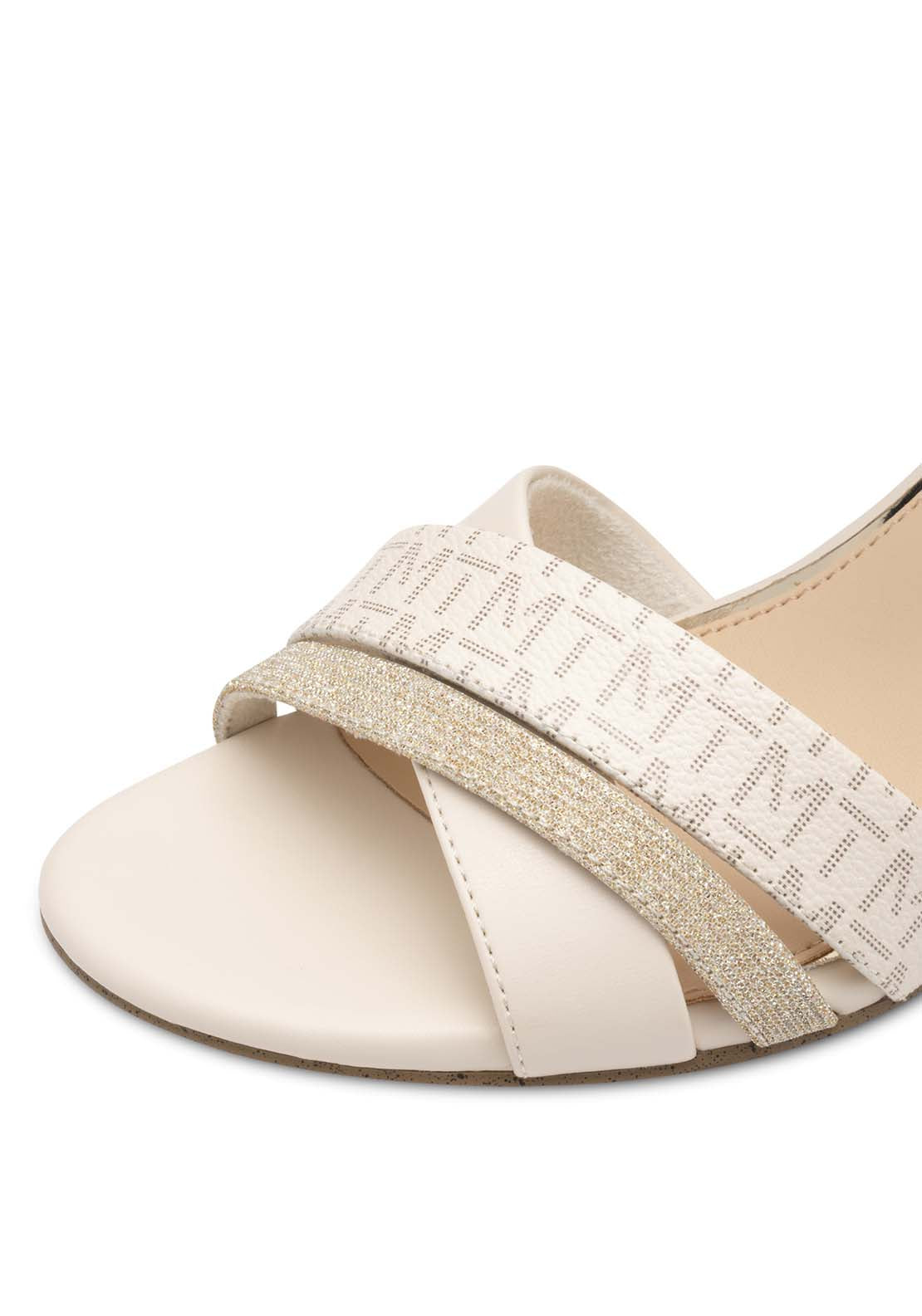 Marco Tozzi Print Glam Heel Sandal - Cream Comb 5 Shaws Department Stores