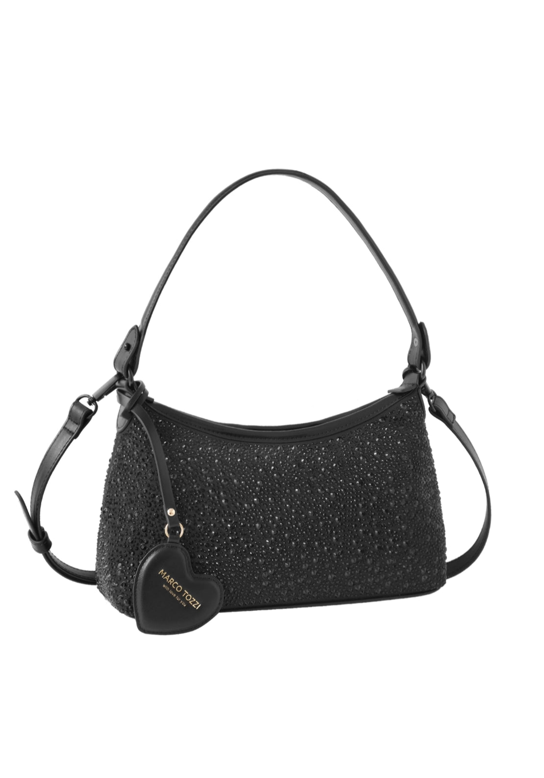 Marco Tozzi Glitter Crossbody Bag - Black Glitter 1 Shaws Department Stores
