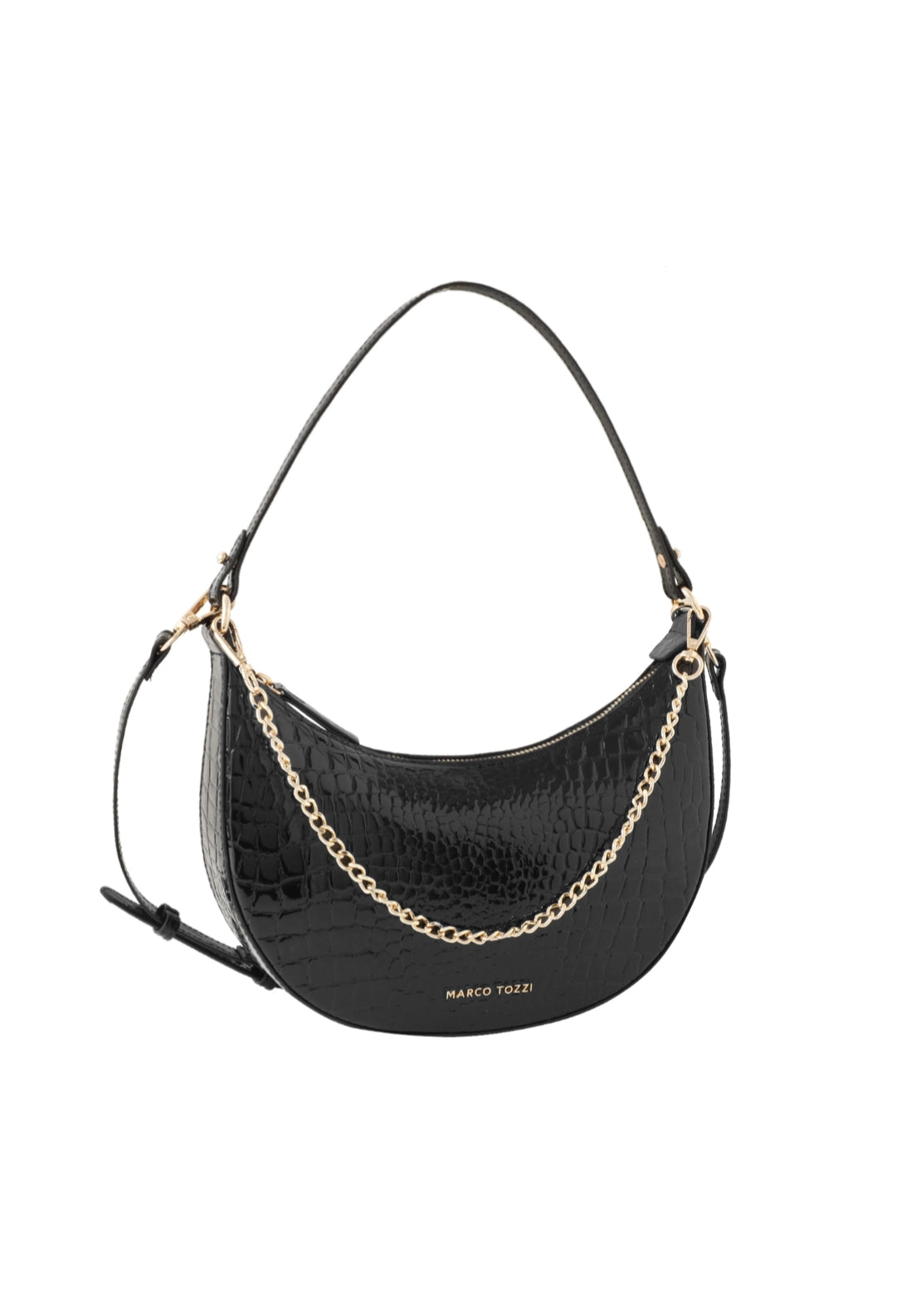 Marco Tozzi Croc Chain Detail Shoulder Bag - Black 4 Shaws Department Stores
