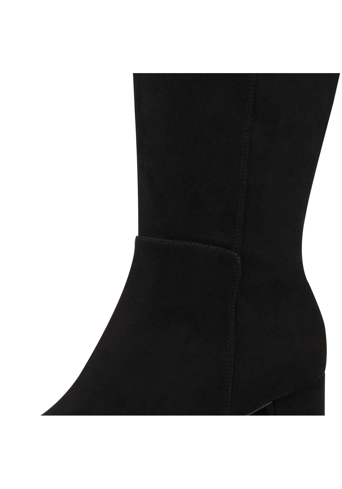 Marco Tozzi Suede Heeled Knee High Boot - Black 4 Shaws Department Stores