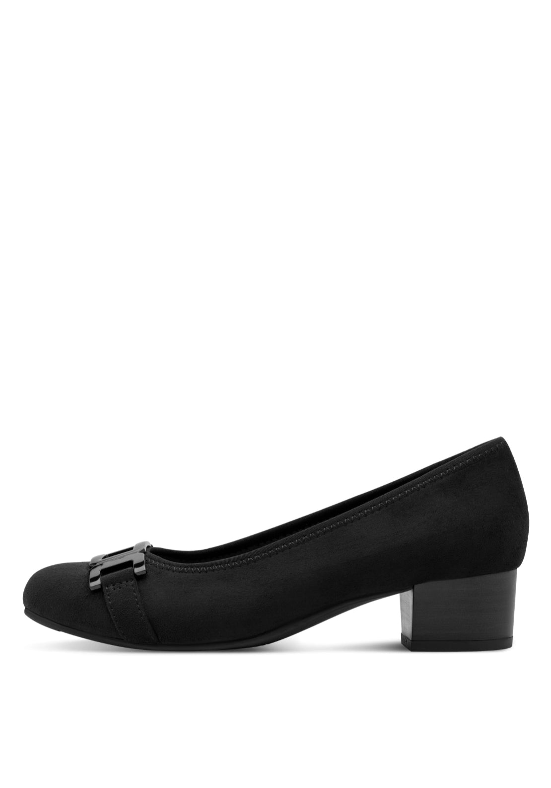 Low Heel Pump With Buckle - Black