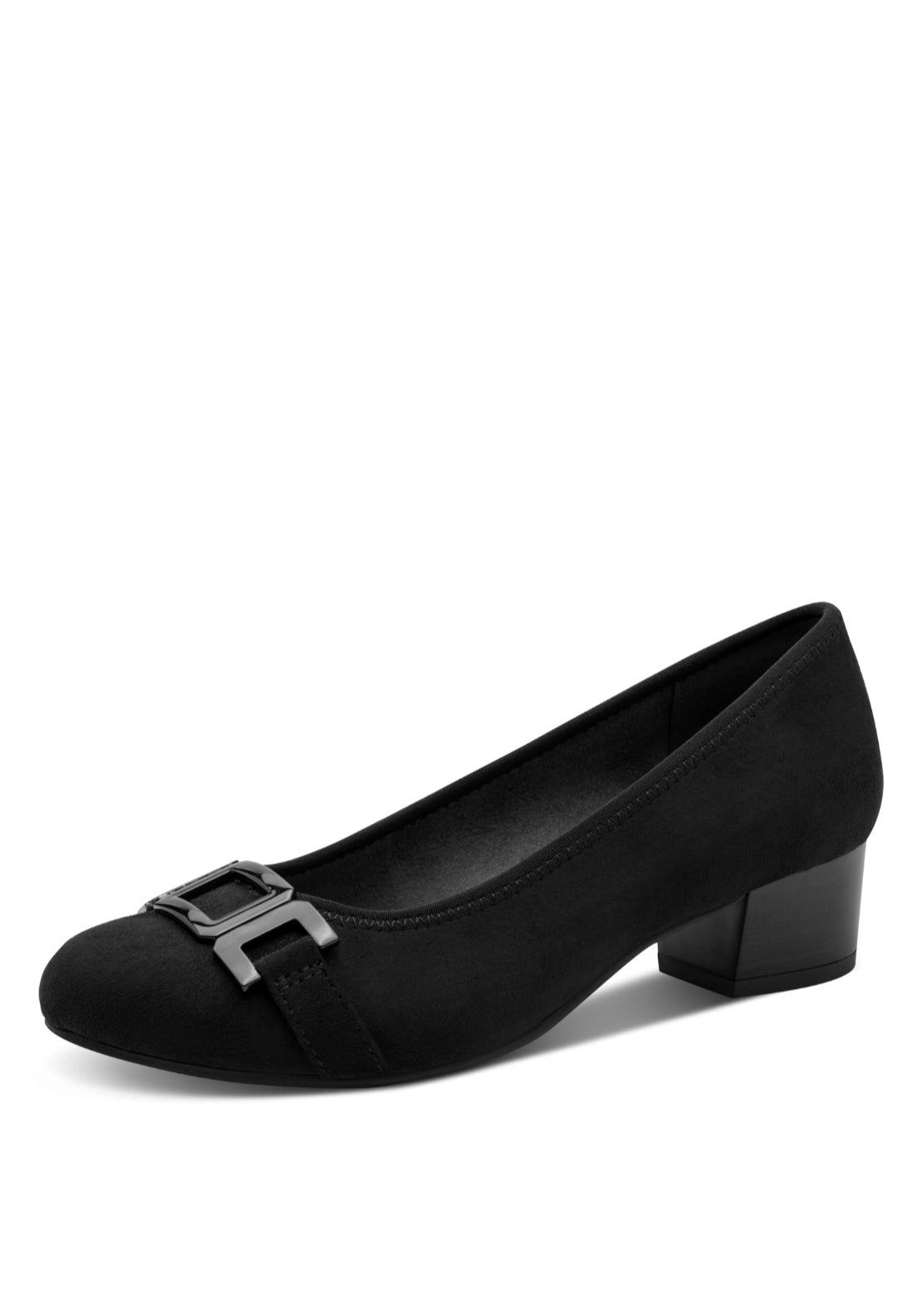 Low Heel Pump With Buckle - Black