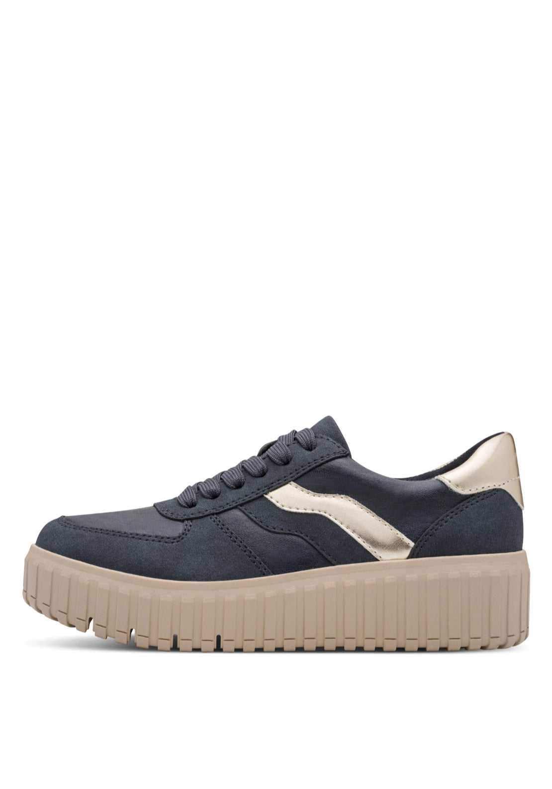 Chunky Sole Trainer - Navy/gold